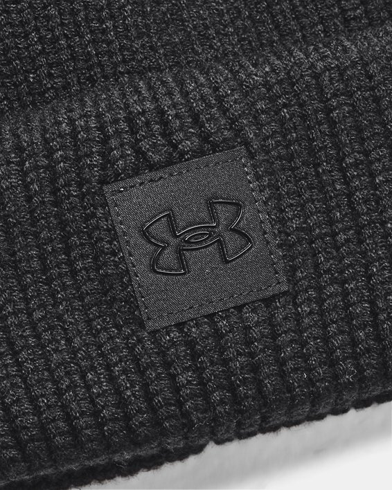 Women's UA Halftime Ribbed Pom Beanie in Black image number 3